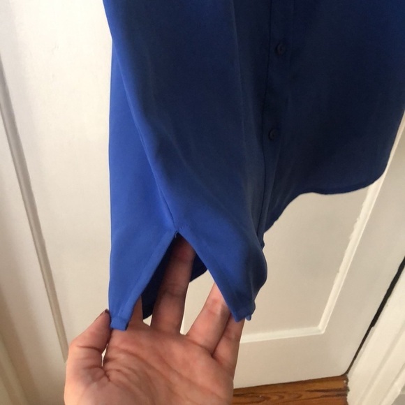 Adrienne Vittadini Royal Blue Sleeveless Button Front Shirt Knee Length Dress 8 - Picture 5 of 10